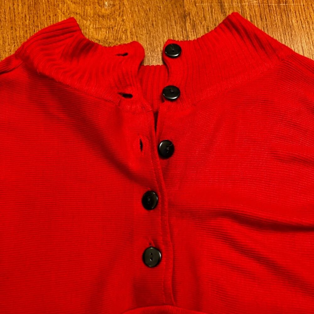 Vintage 80s Vibrant Red Knit Dress - Picture 6 of 10